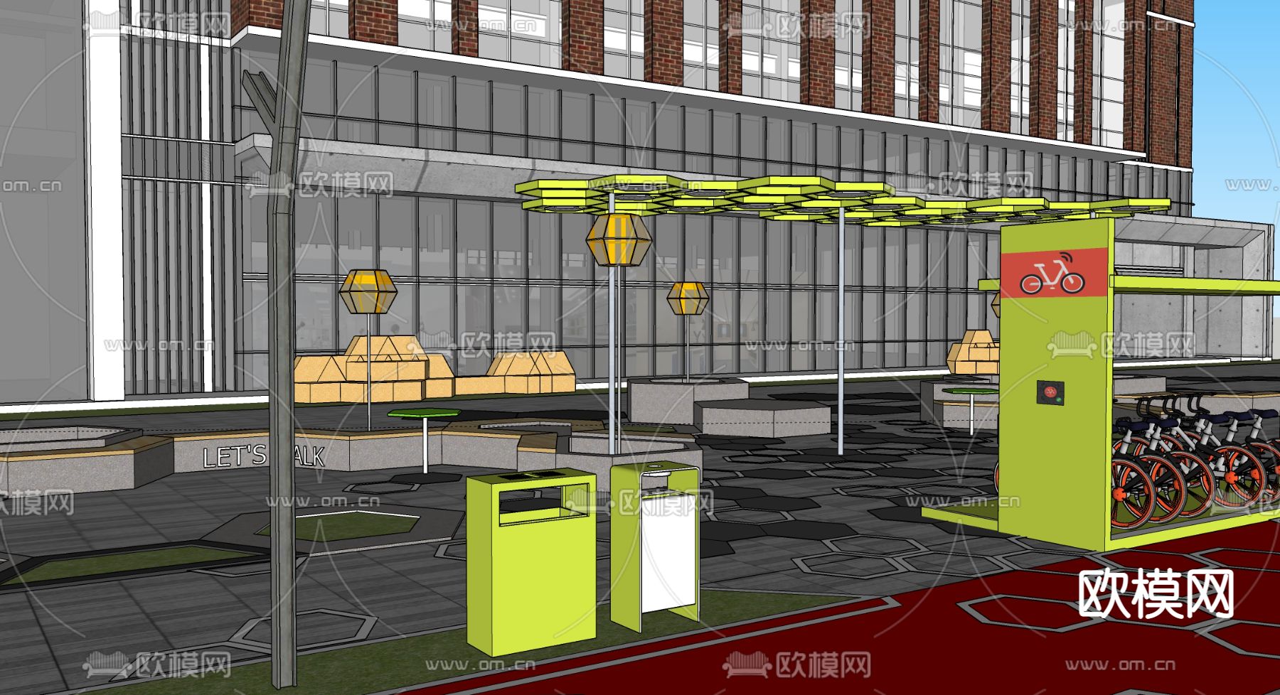 现代商业景观su模型下载（渲染图2）