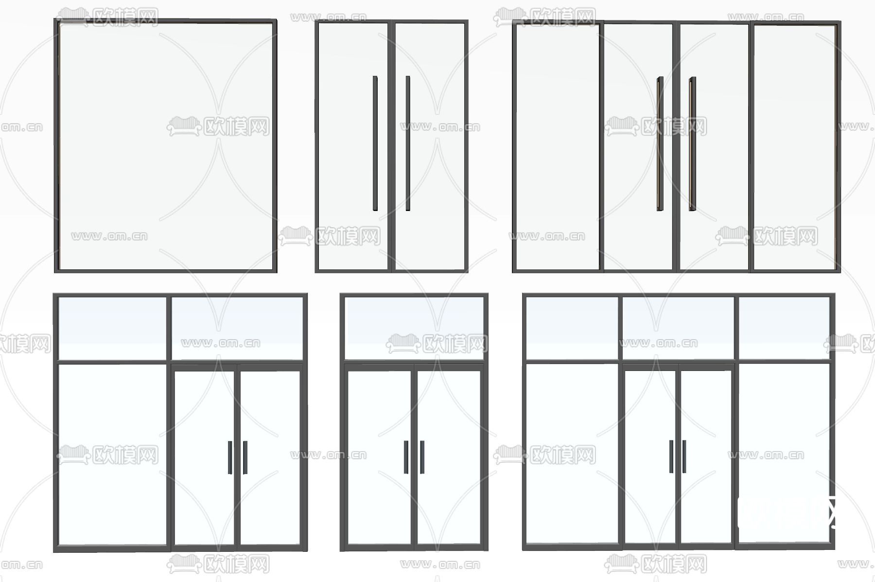 现代玻璃门su模型下载（渲染图2）