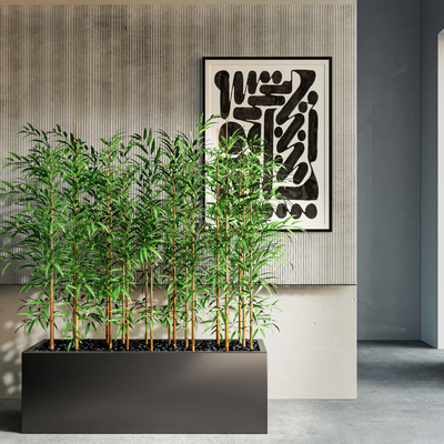  现代竹子盆栽su模型 