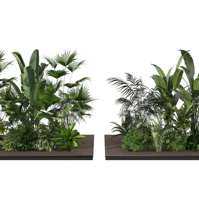  现代灌木绿植堆su模型 