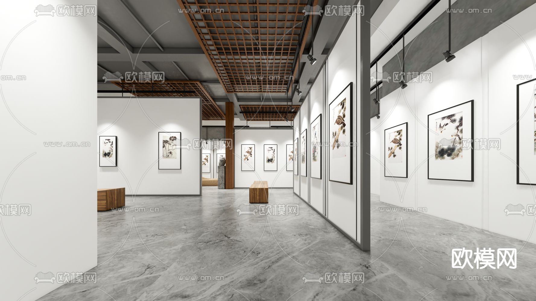 现代美术馆画廊内部su模型下载（渲染图2）