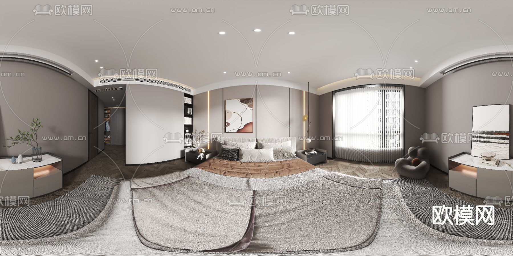 现代卧室vr全景3d模型下载_ID11946271_3dmax免费模型-欧模网
