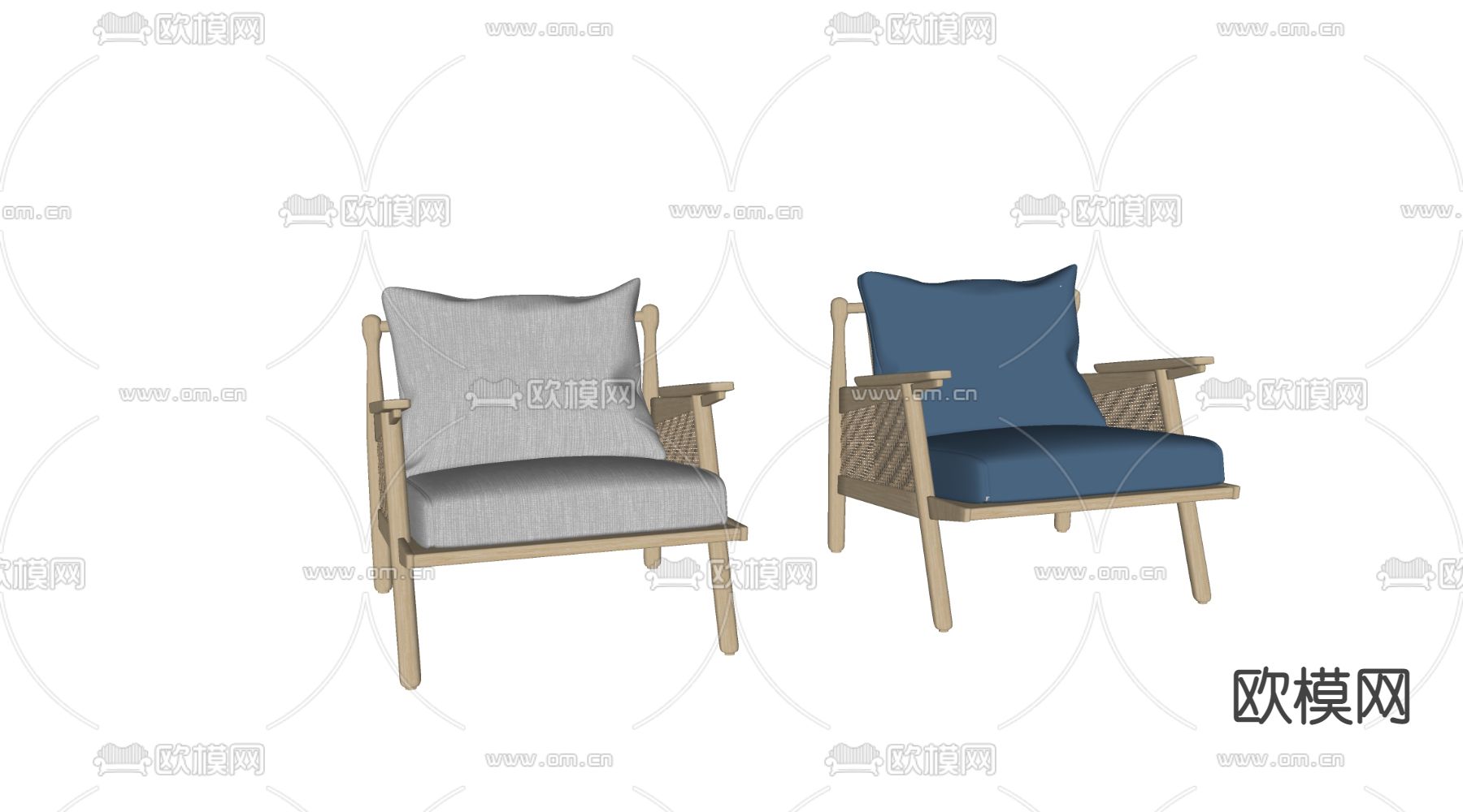 东南亚单人沙发su模型下载（渲染图2）