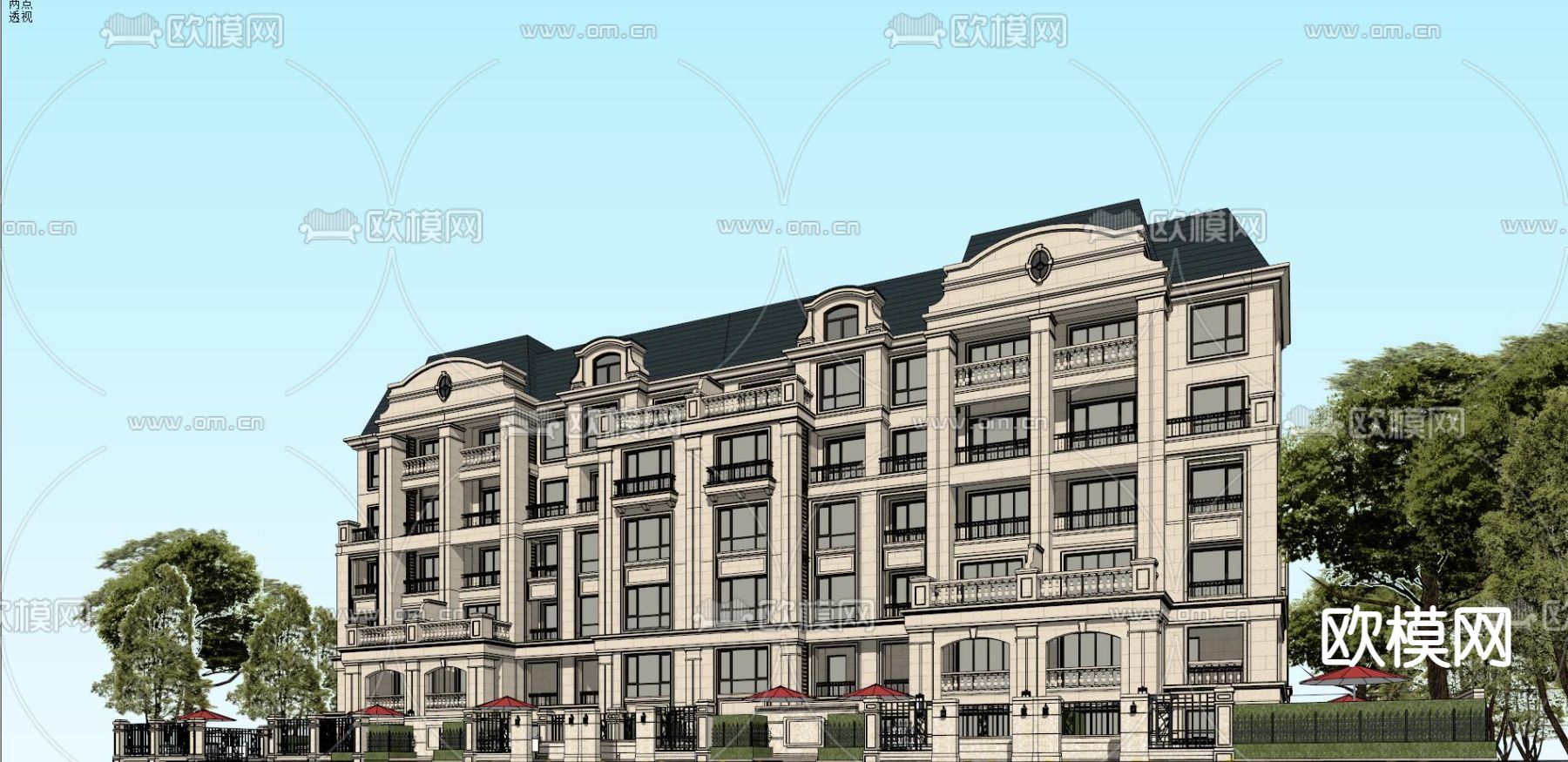 法式洋房su模型下载（渲染图4）