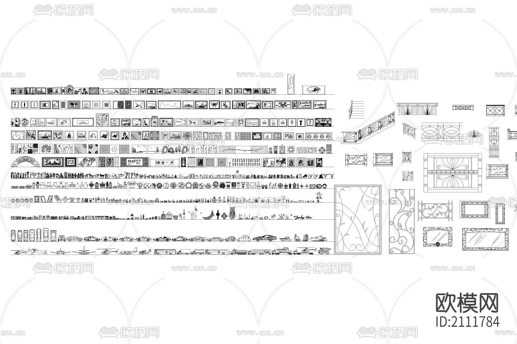 洁具植物灯具cad图库下载（渲染图3）