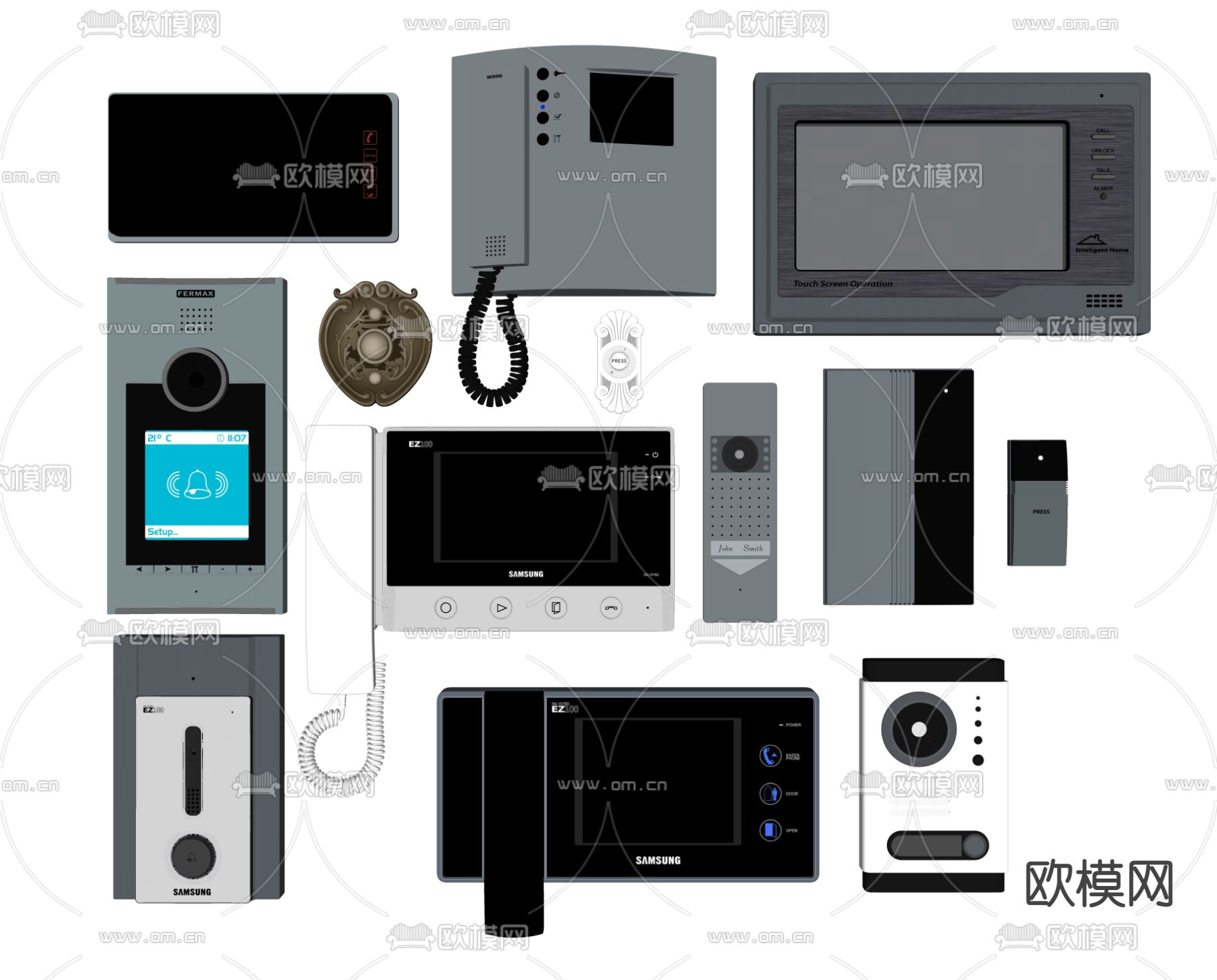 现代可视对讲电话su模型下载（渲染图2）