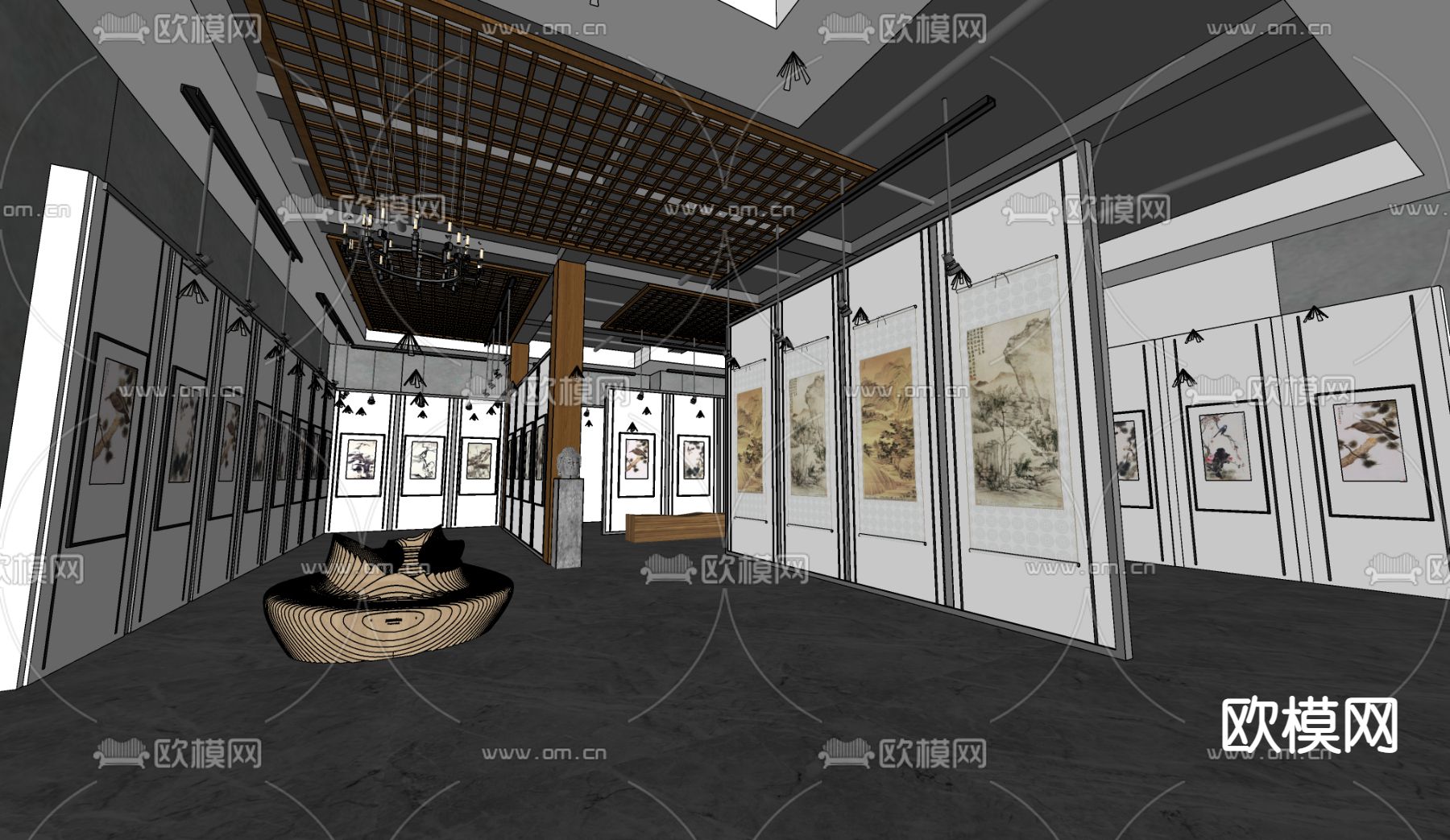 现代美术馆画廊内部su模型下载（渲染图3）