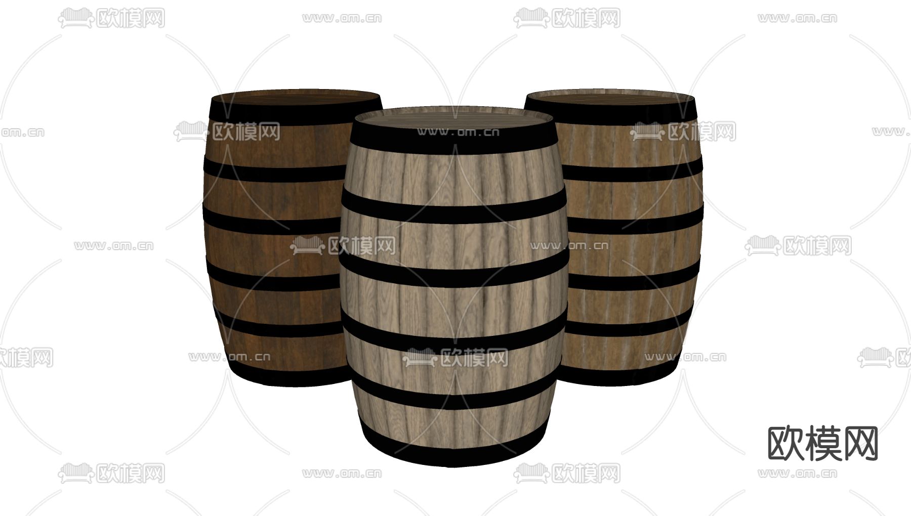 工业风木桶su模型下载（渲染图2）