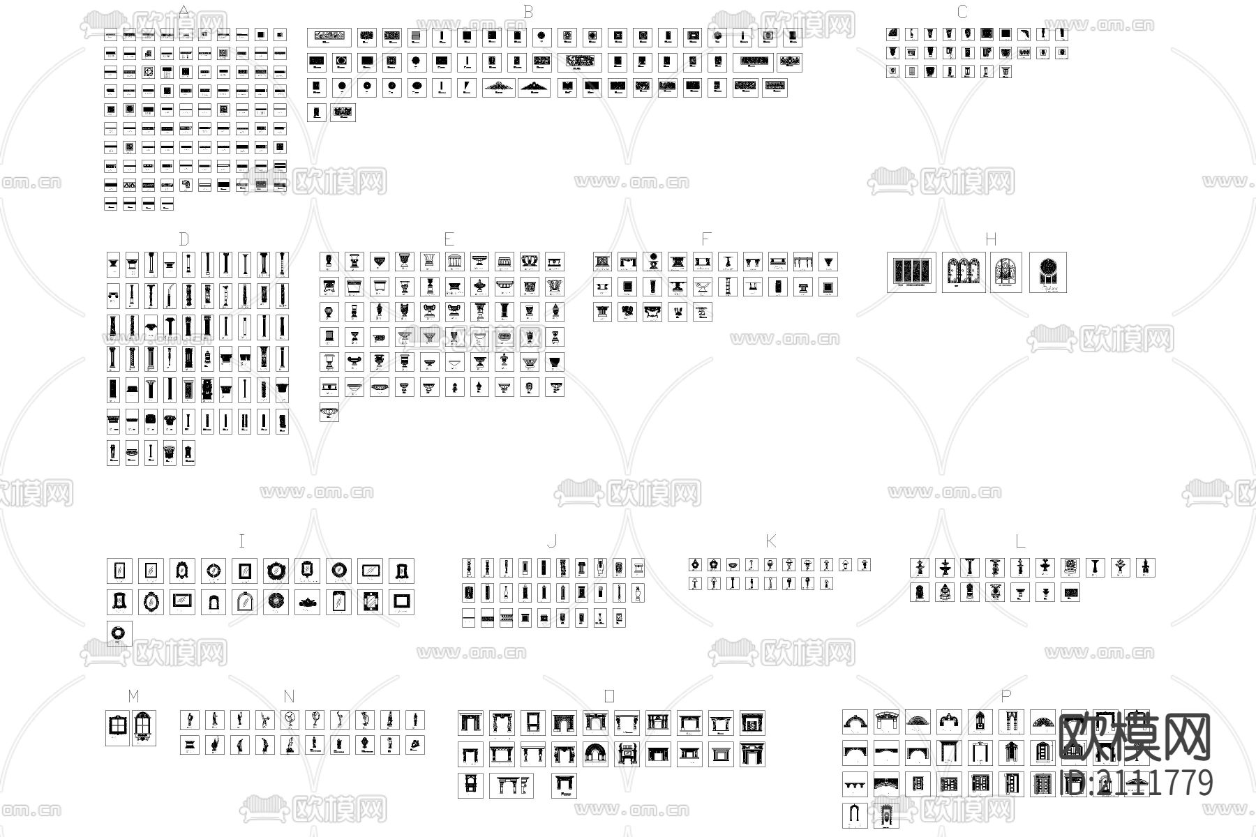 法式雕花砂岩cad图库下载（渲染图1）