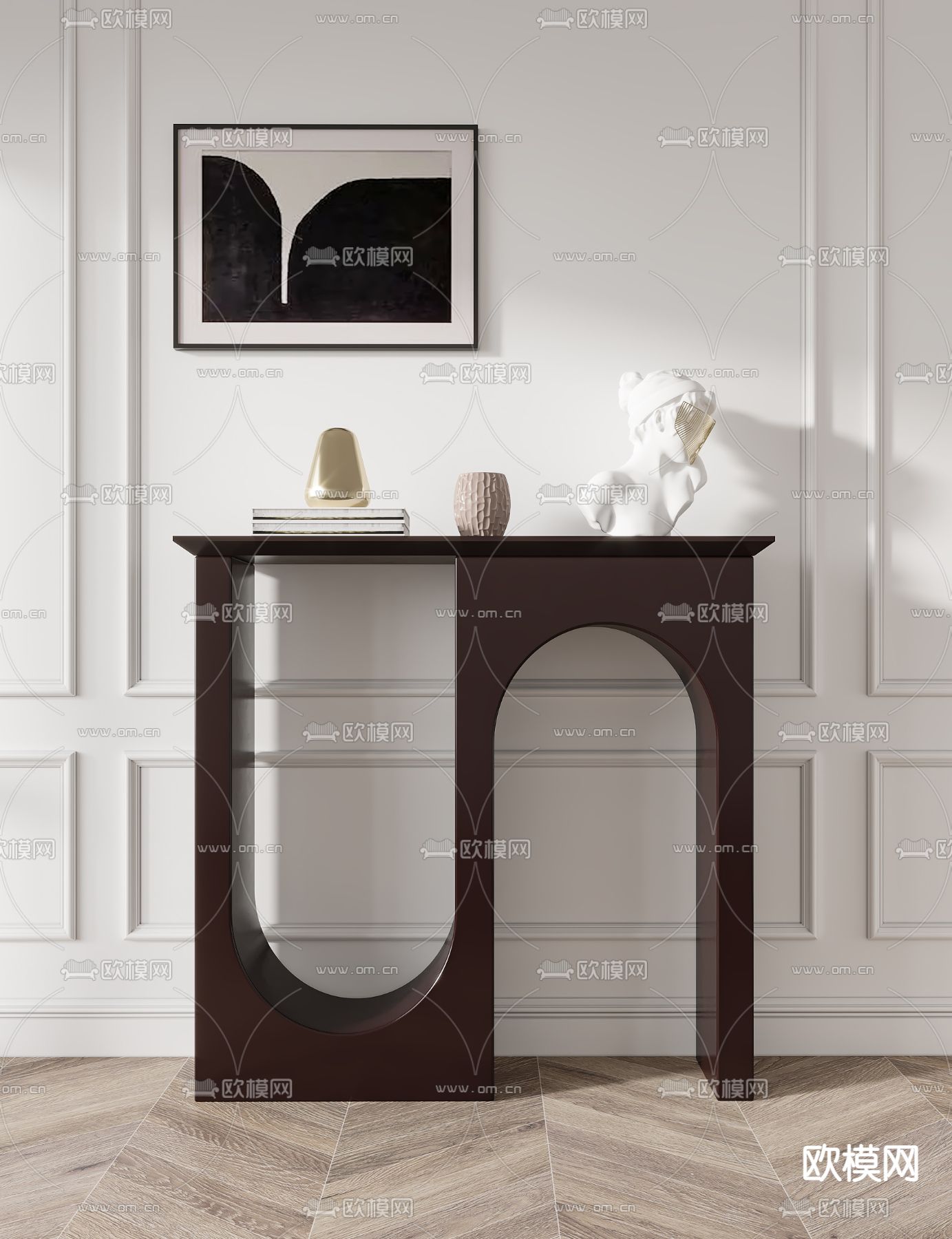 北欧端景条案3d模型下载