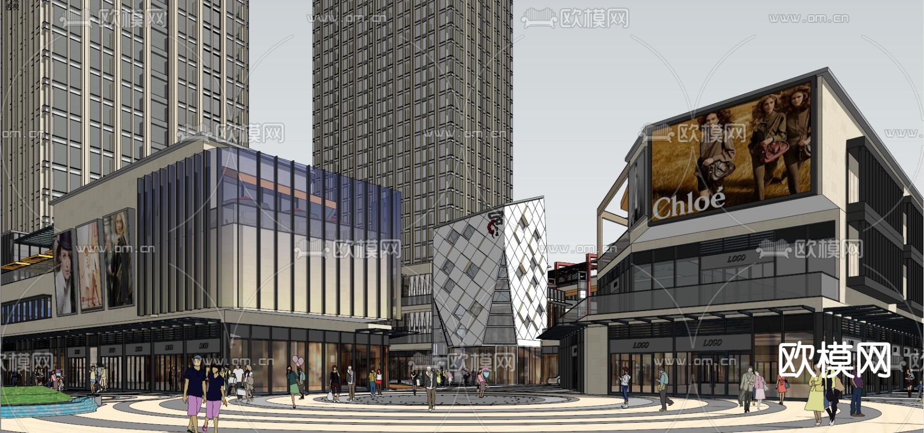 现代商业综合体su模型下载（渲染图7）