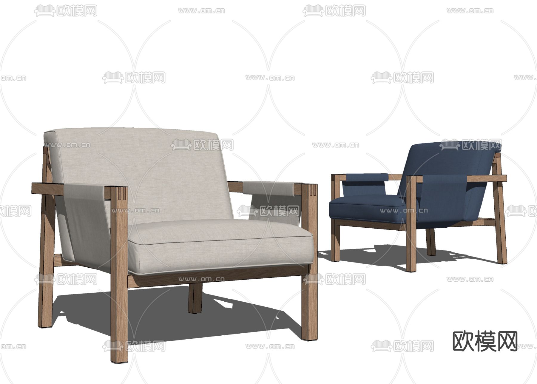 现代布艺休闲椅su模型