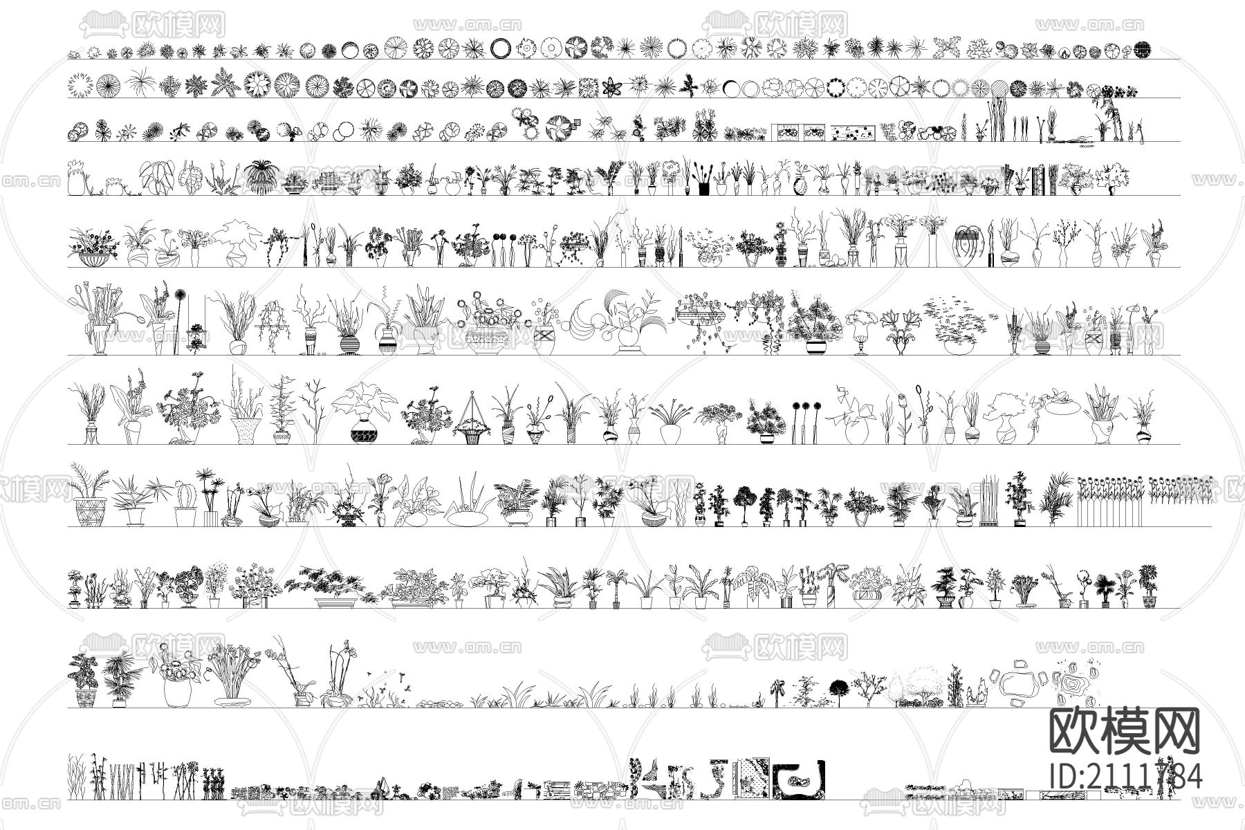 洁具植物灯具cad图库下载（渲染图2）