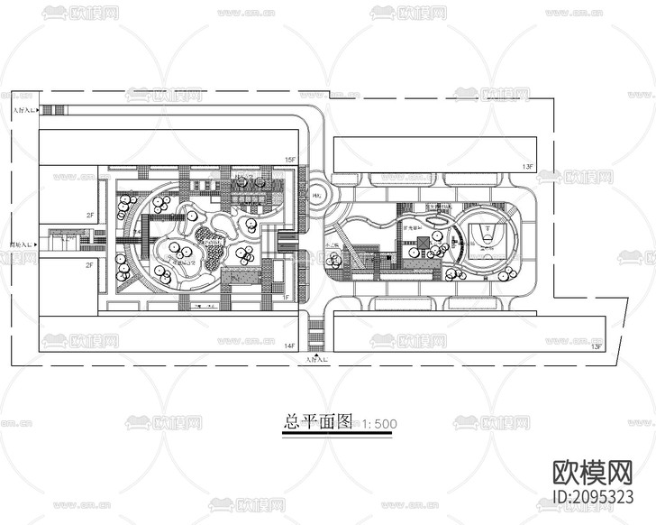 大型屋顶花园cad施工图下载