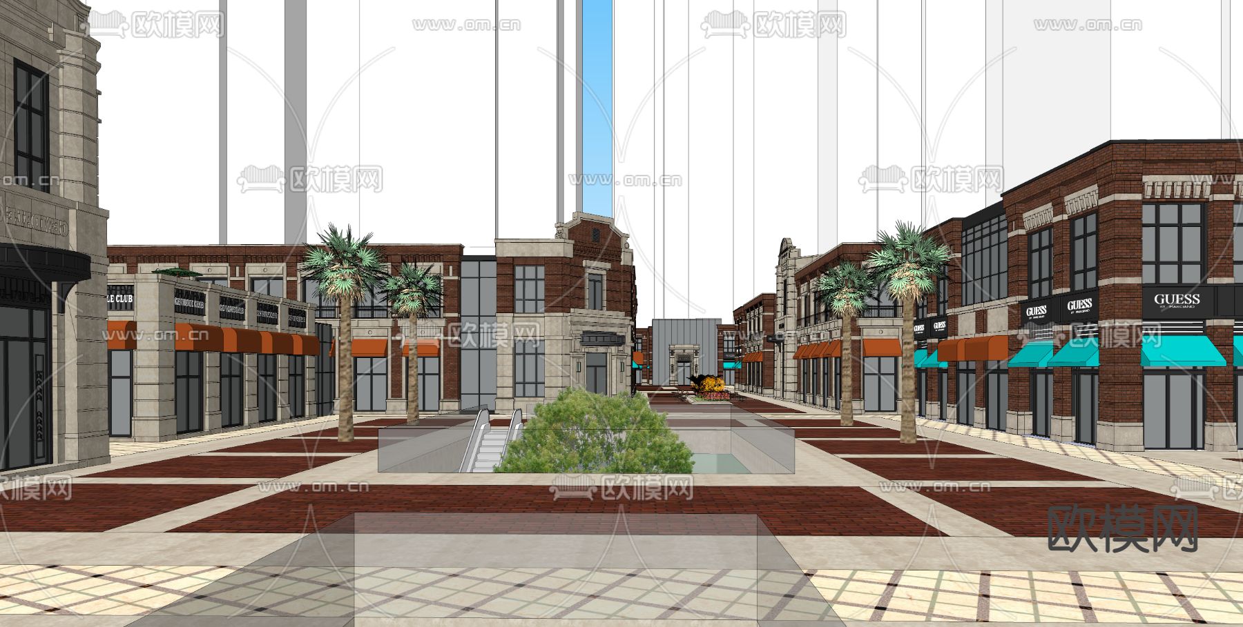 欧式古典售楼处商业街su模型下载（渲染图4）