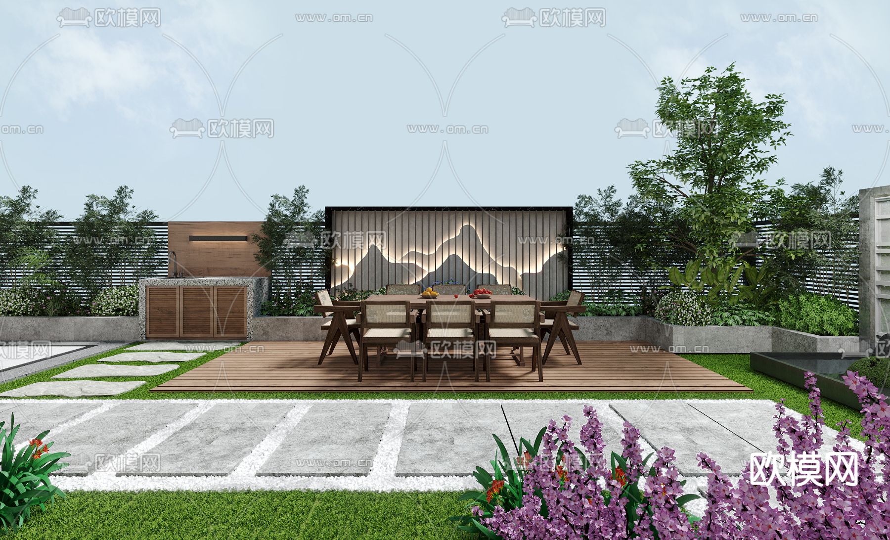 现代阳台露台3d模型下载（渲染图2）