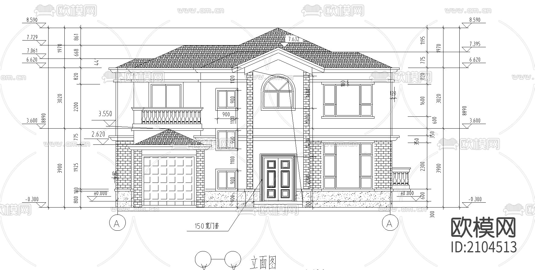 别墅cad平面布置图下载（渲染图3）