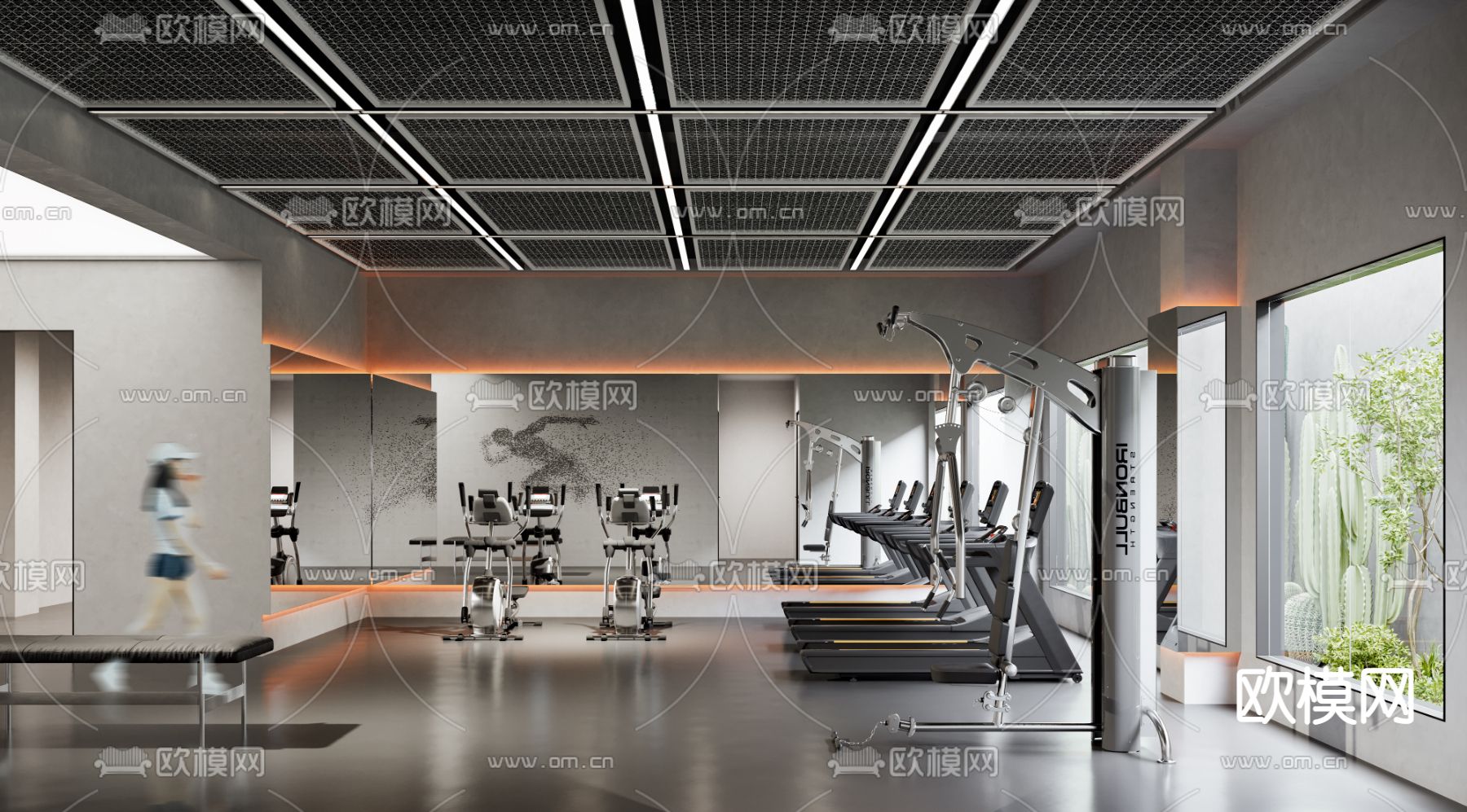 现代健身房3d模型下载