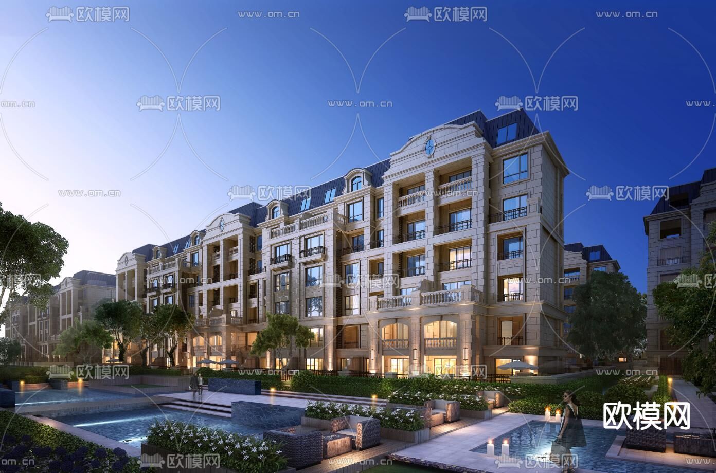 法式洋房su模型下载（渲染图3）