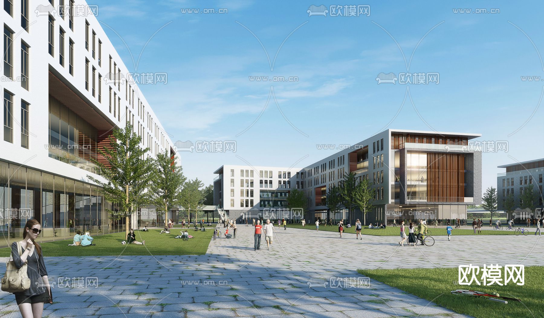 现代学校psd下载_ID11947212_3dmax免费模型-欧模网