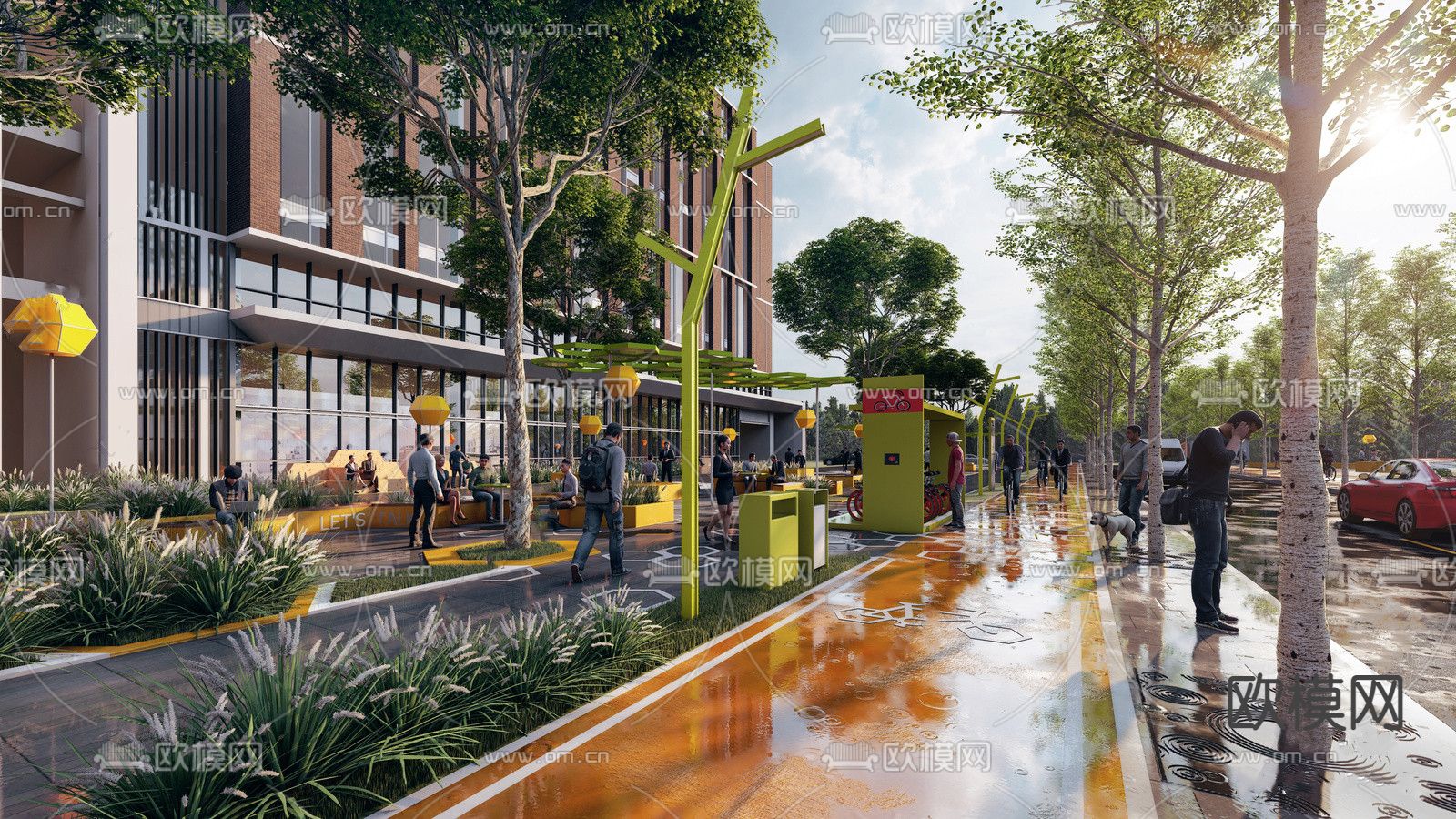 现代商业景观su模型下载（渲染图1）