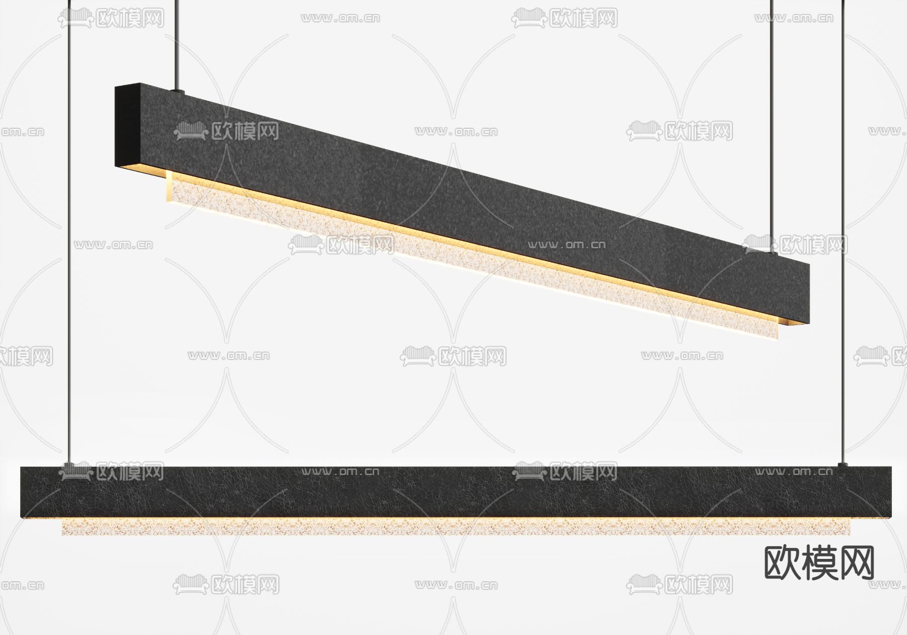 现代条形办公吊灯3d模型
