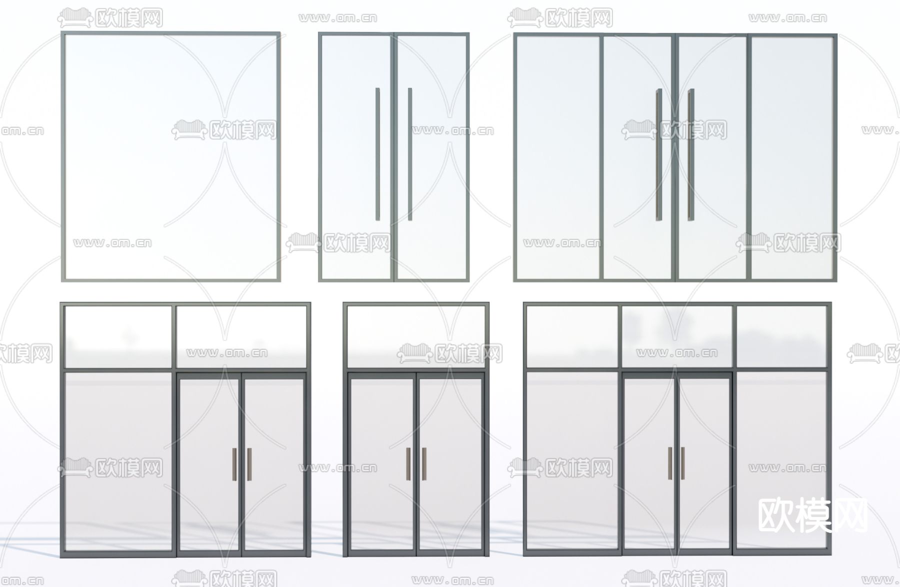 现代玻璃门su模型下载（渲染图1）