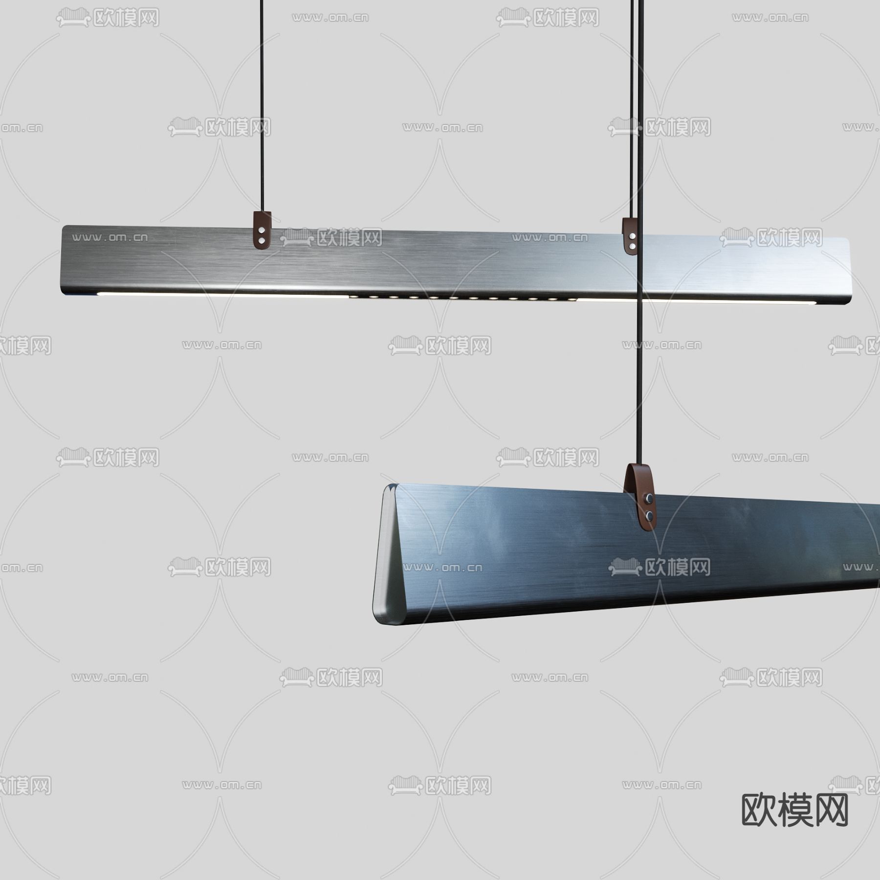 现代条形办公吊灯3d模型