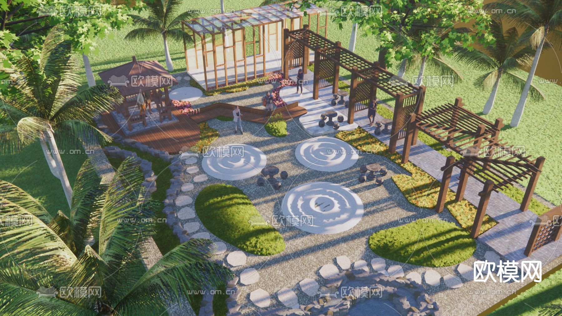 现代乡村庭院su模型下载（渲染图3）