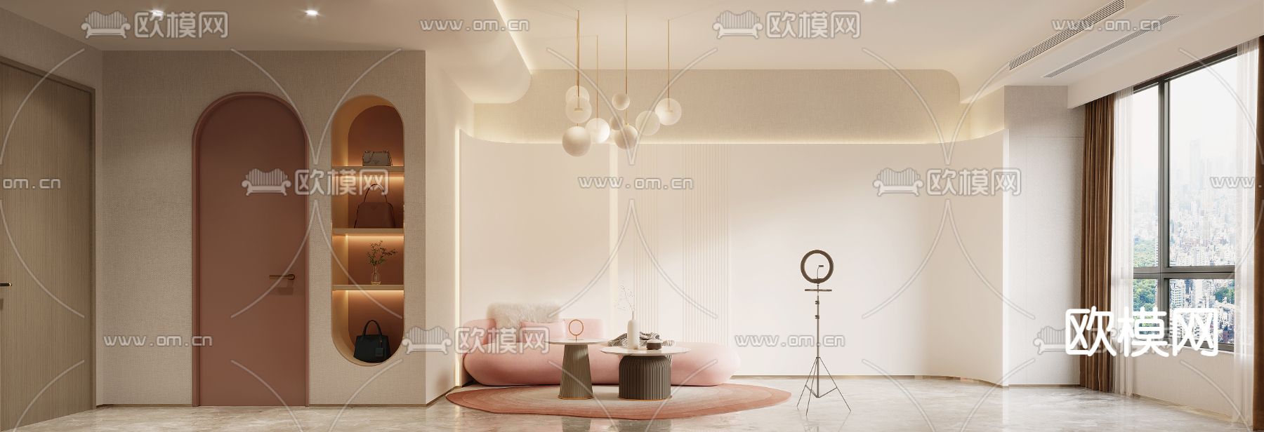 现代服装直播间3d模型下载（渲染图2）