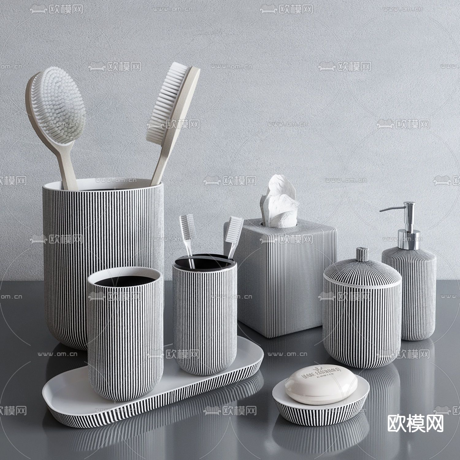 现代洗漱用品套装3d模型下载
