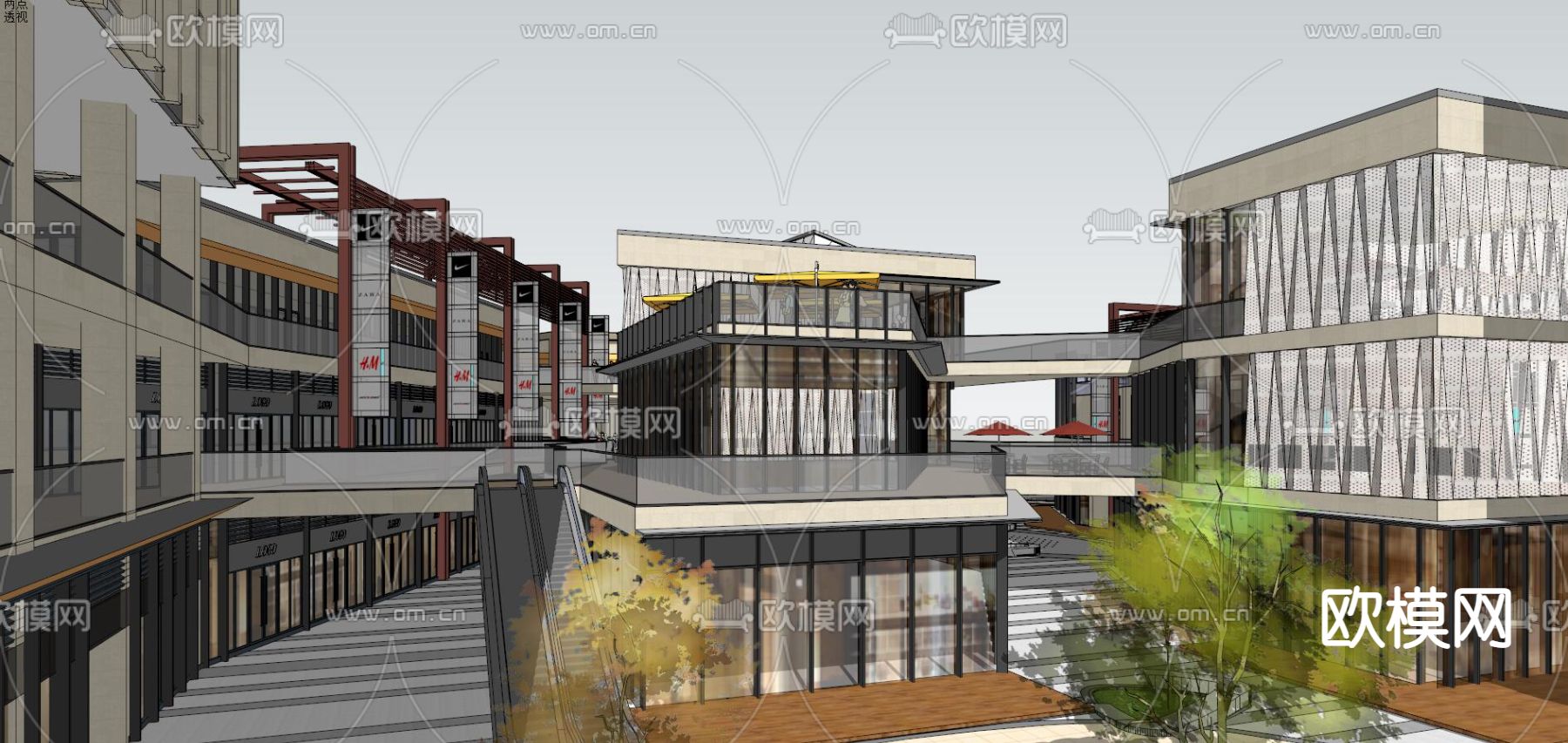 现代商业综合体su模型下载（渲染图6）