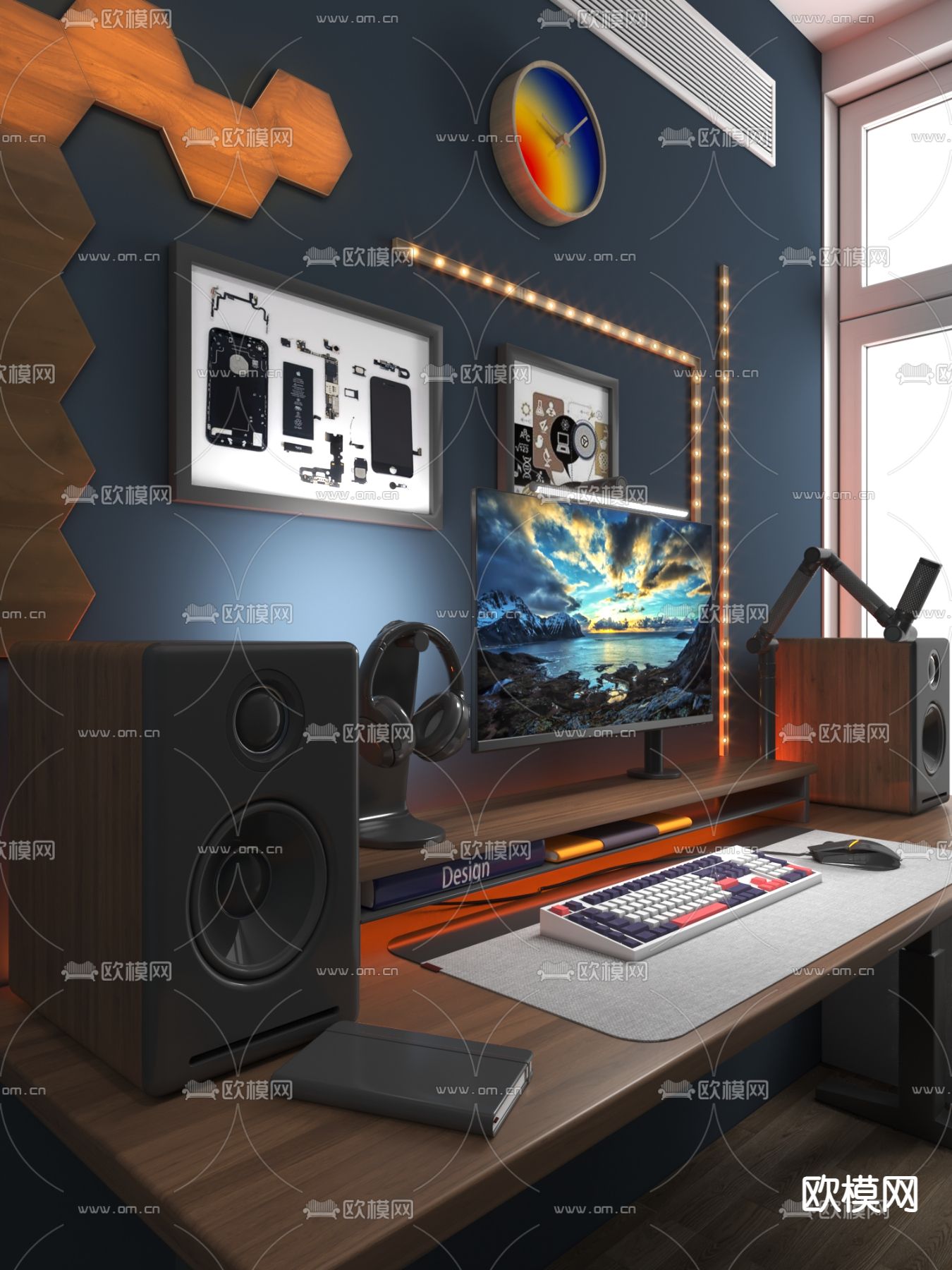 现代电竞电脑3d模型下载（渲染图2）