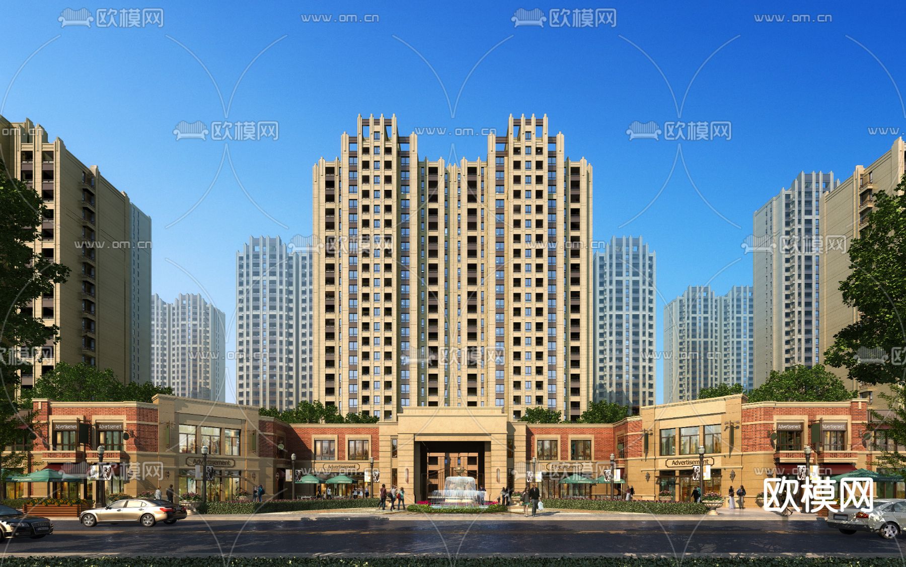 新古典商业街示范区su模型