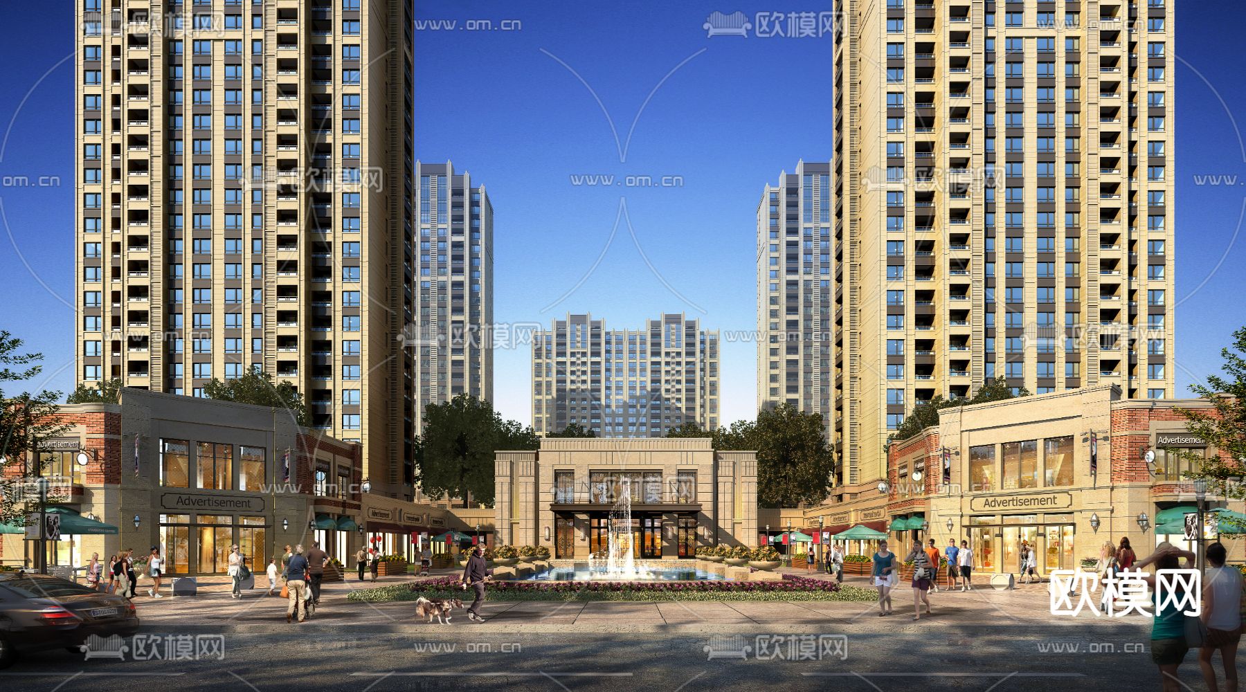 新古典商业街示范区su模型