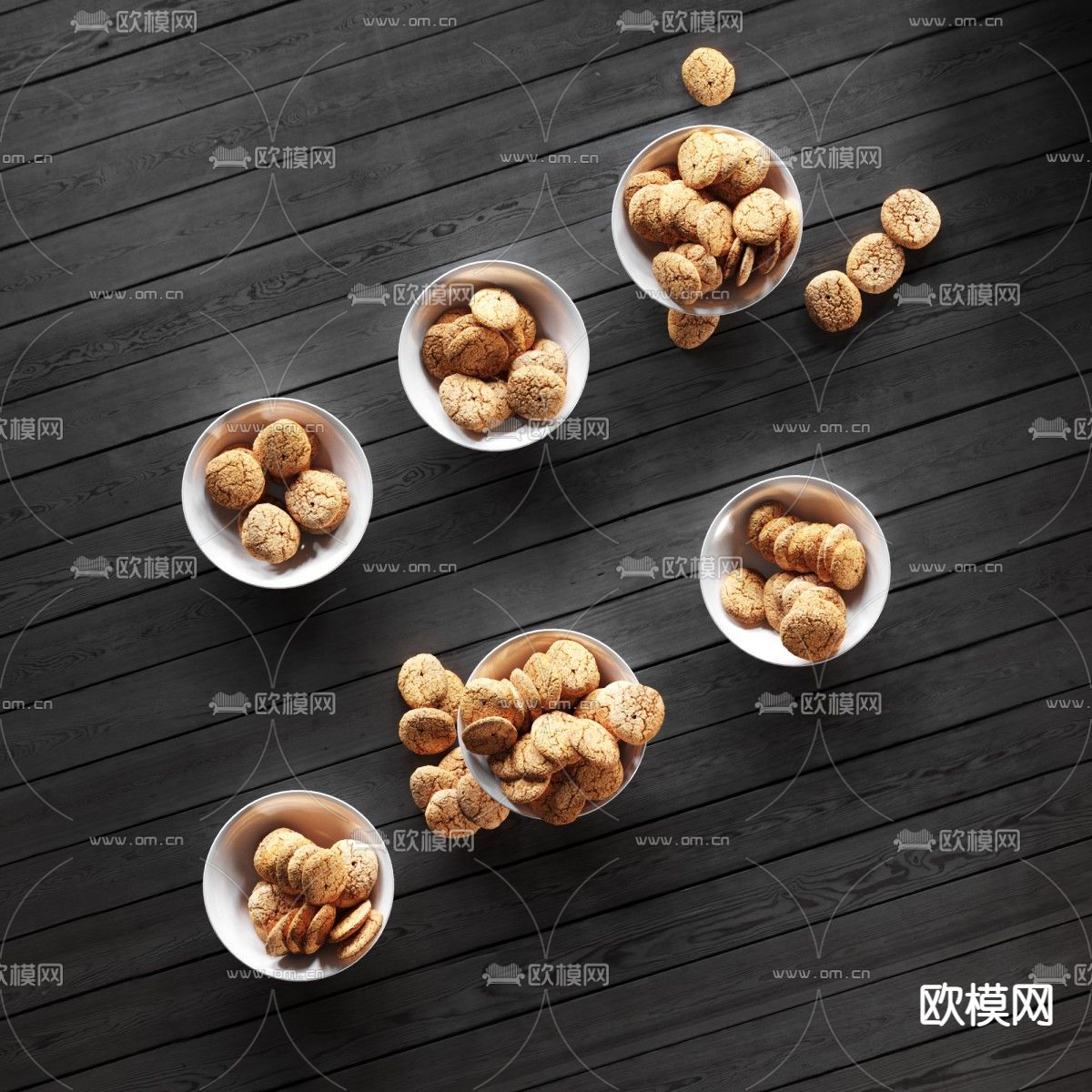 现代曲奇饼干食品3d模型下载（渲染图1）