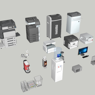  现代办公用品器材su模型 