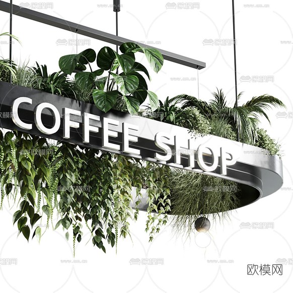 现代咖啡吧台3d模型下载(渲染图3)