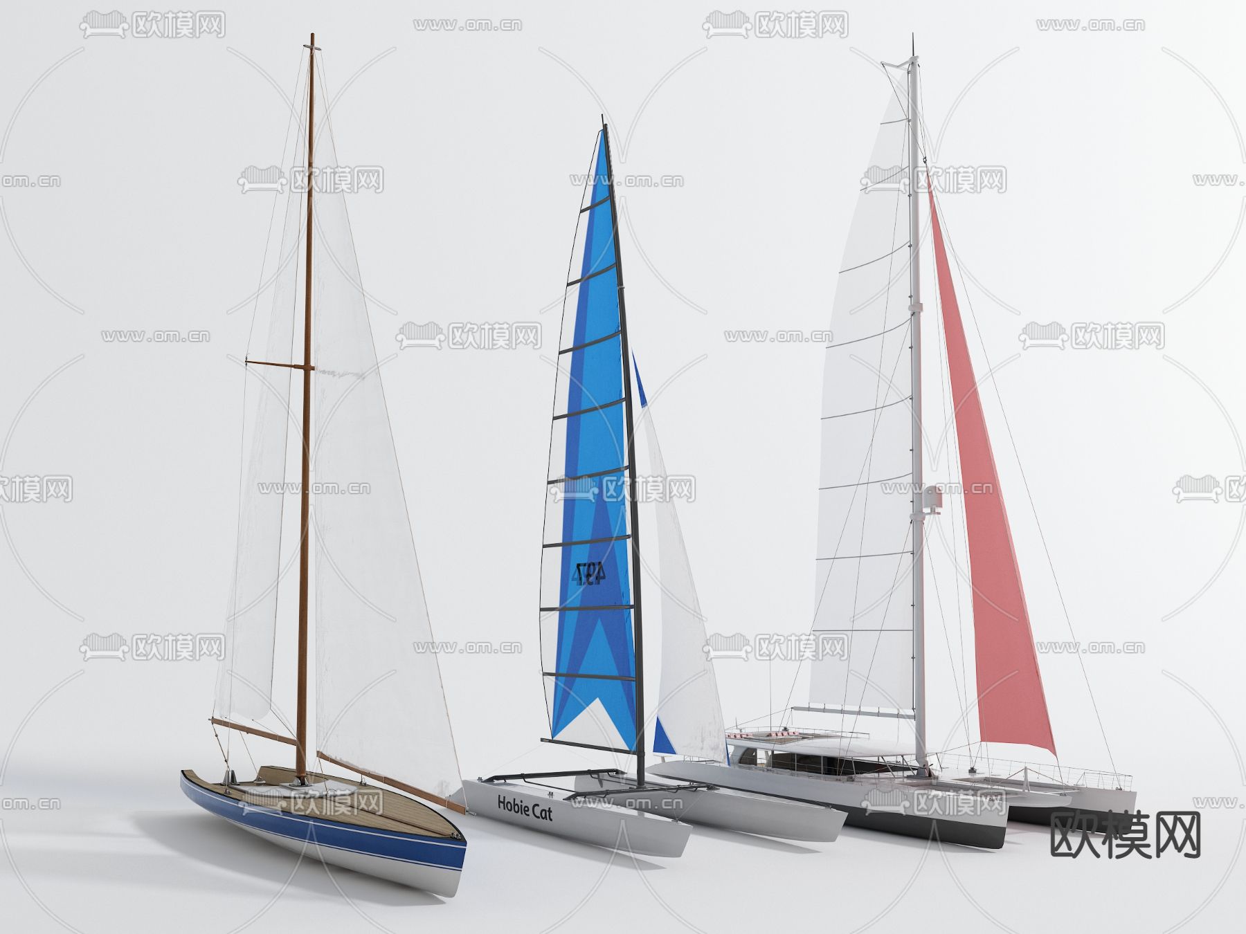 现代帆船快艇救生艇3d模型