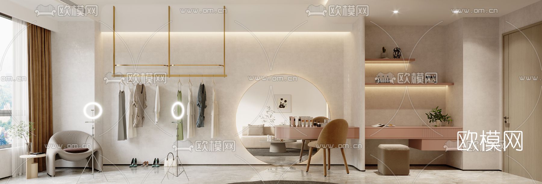 侘寂服装直播间3d模型下载（渲染图1）