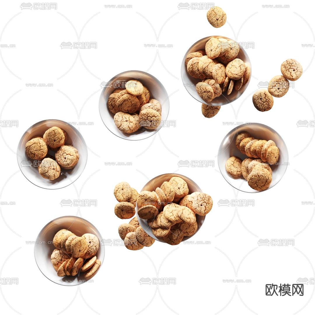 现代曲奇饼干食品3d模型下载（渲染图2）