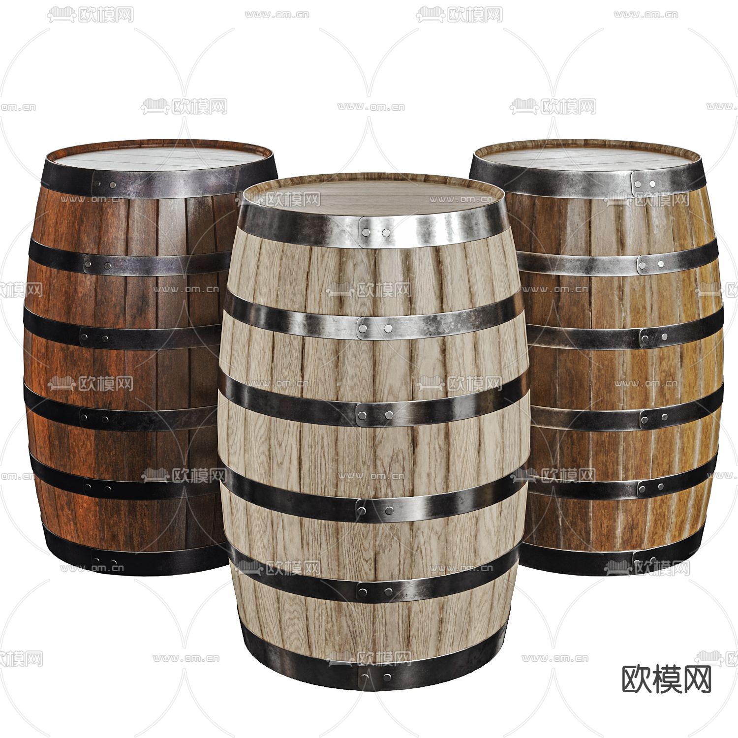 工业风木桶su模型下载（渲染图1）