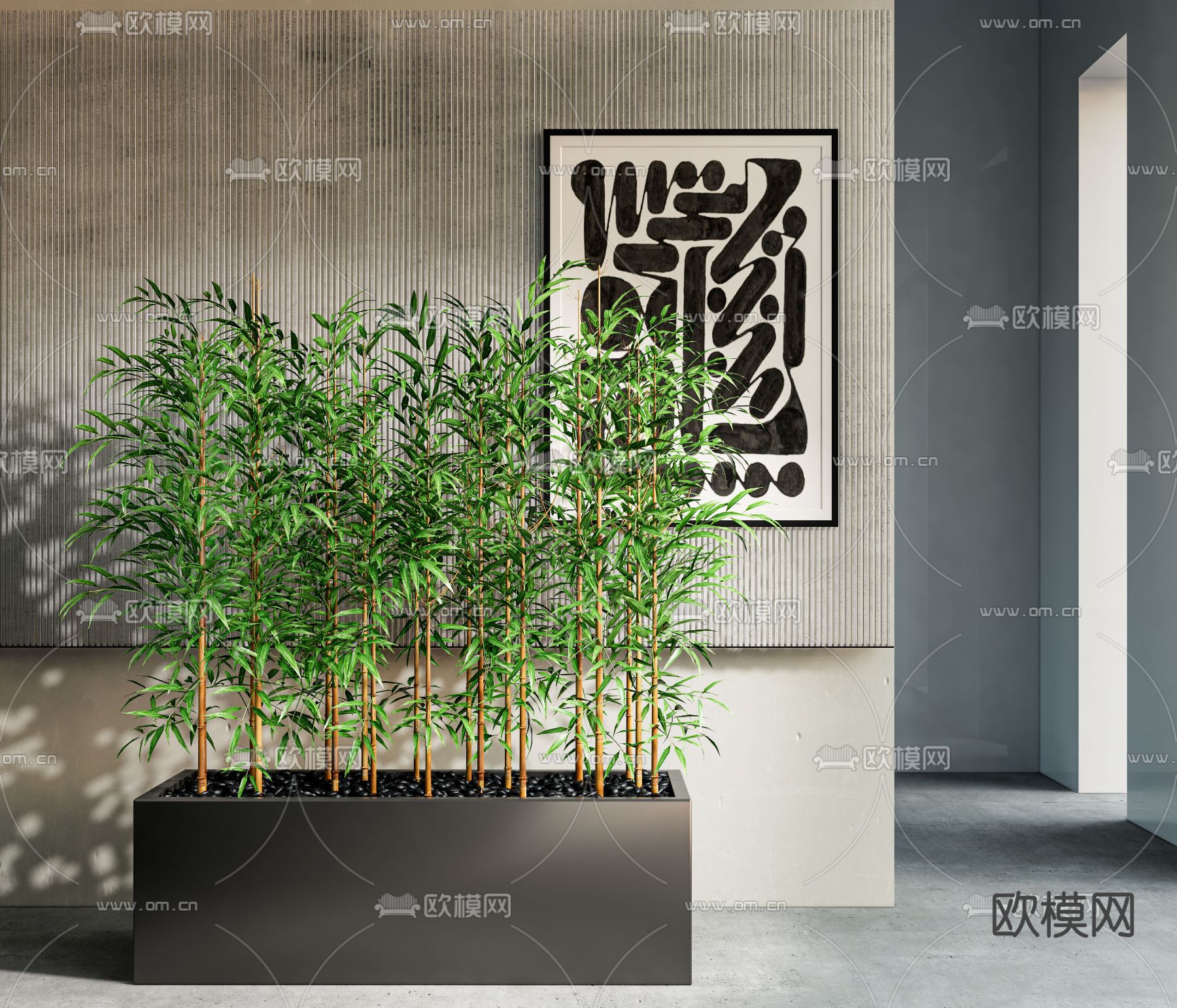 现代竹子盆栽su模型