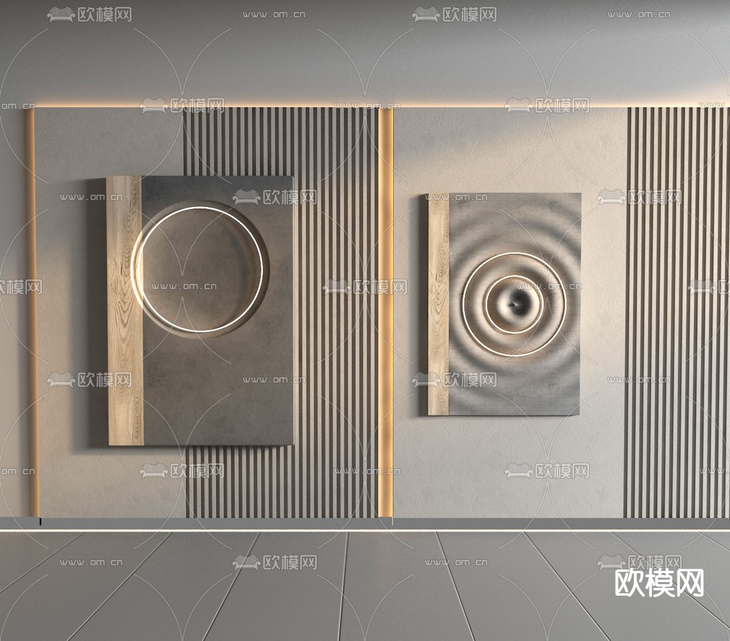 侘寂风立体墙饰挂件su模型下载（渲染图1）