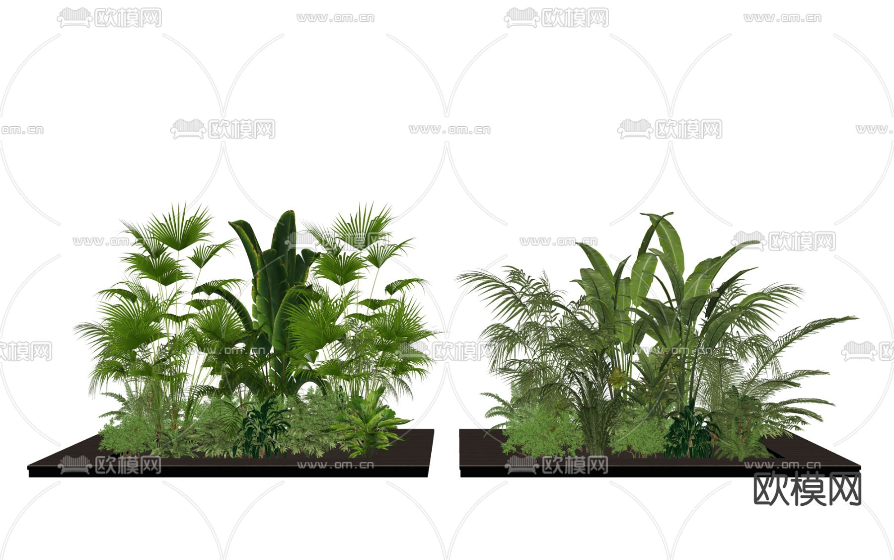 现代灌木绿植堆su模型下载（渲染图2）