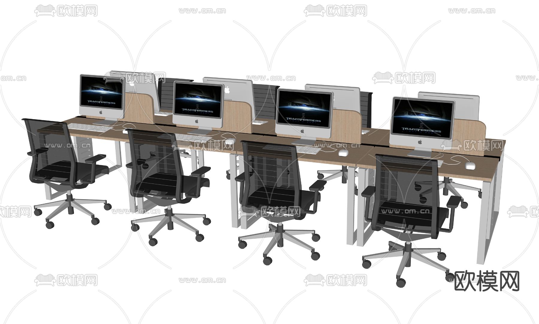 现代办公桌椅su模型下载（渲染图2）