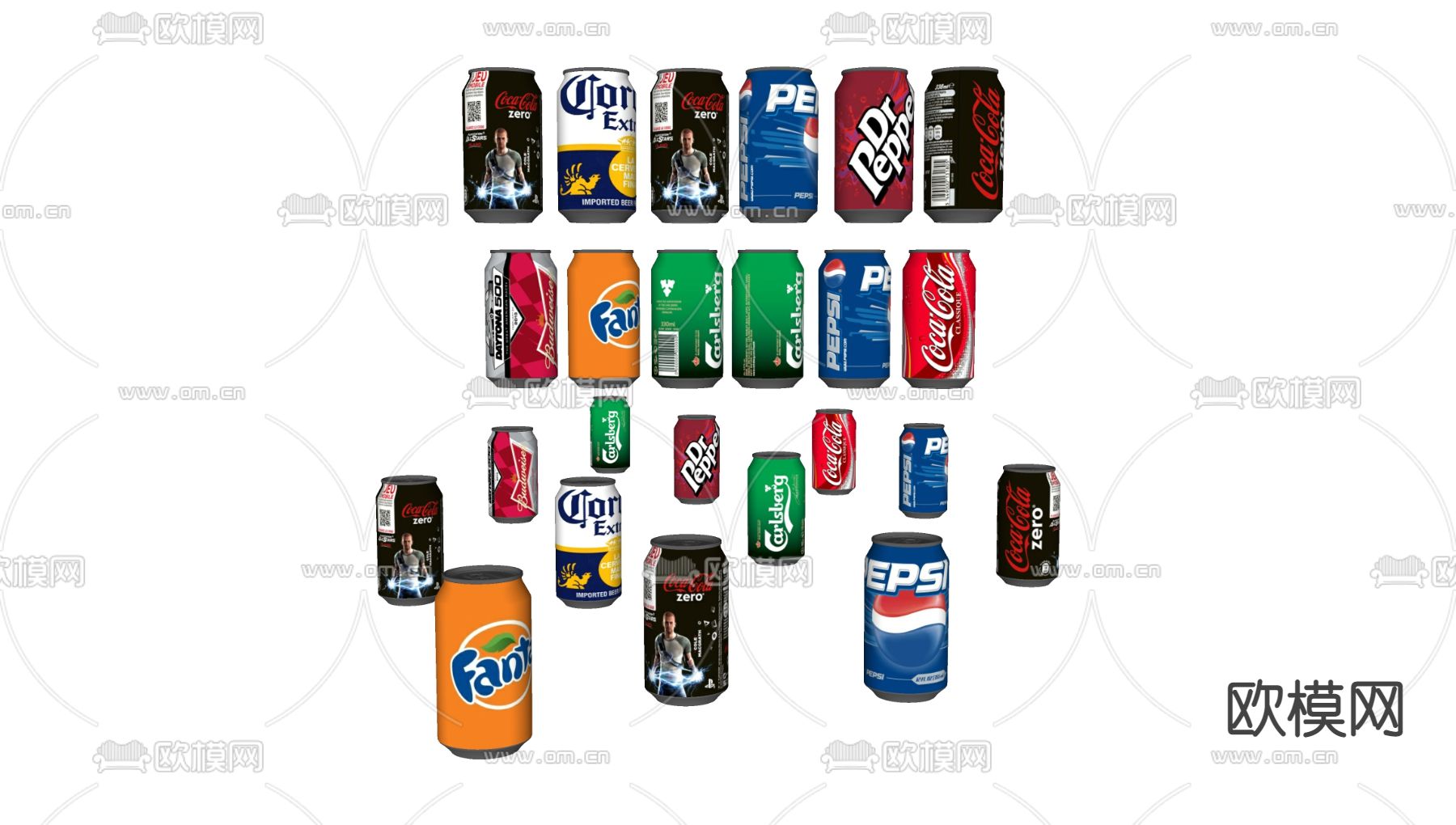 现代罐装汽水饮料su模型下载（渲染图2）