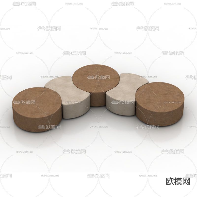 现代简约布艺创意拼接沙发凳免费3d模型下载