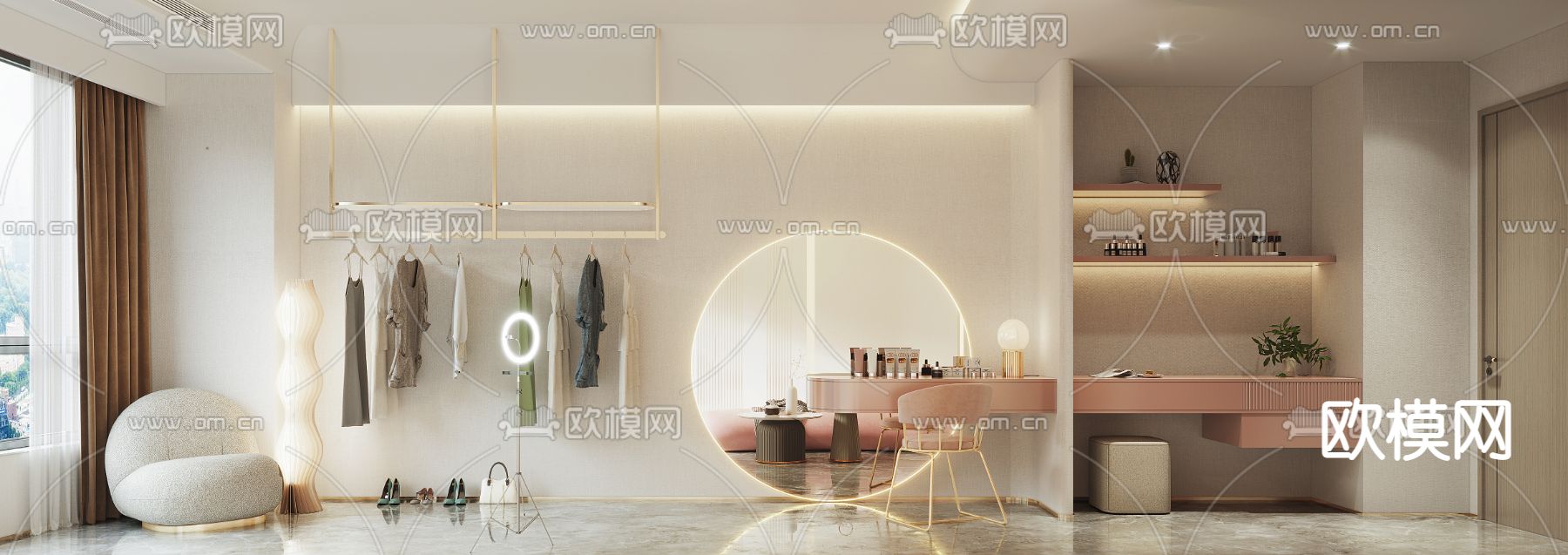 现代服装直播间3d模型下载（渲染图1）