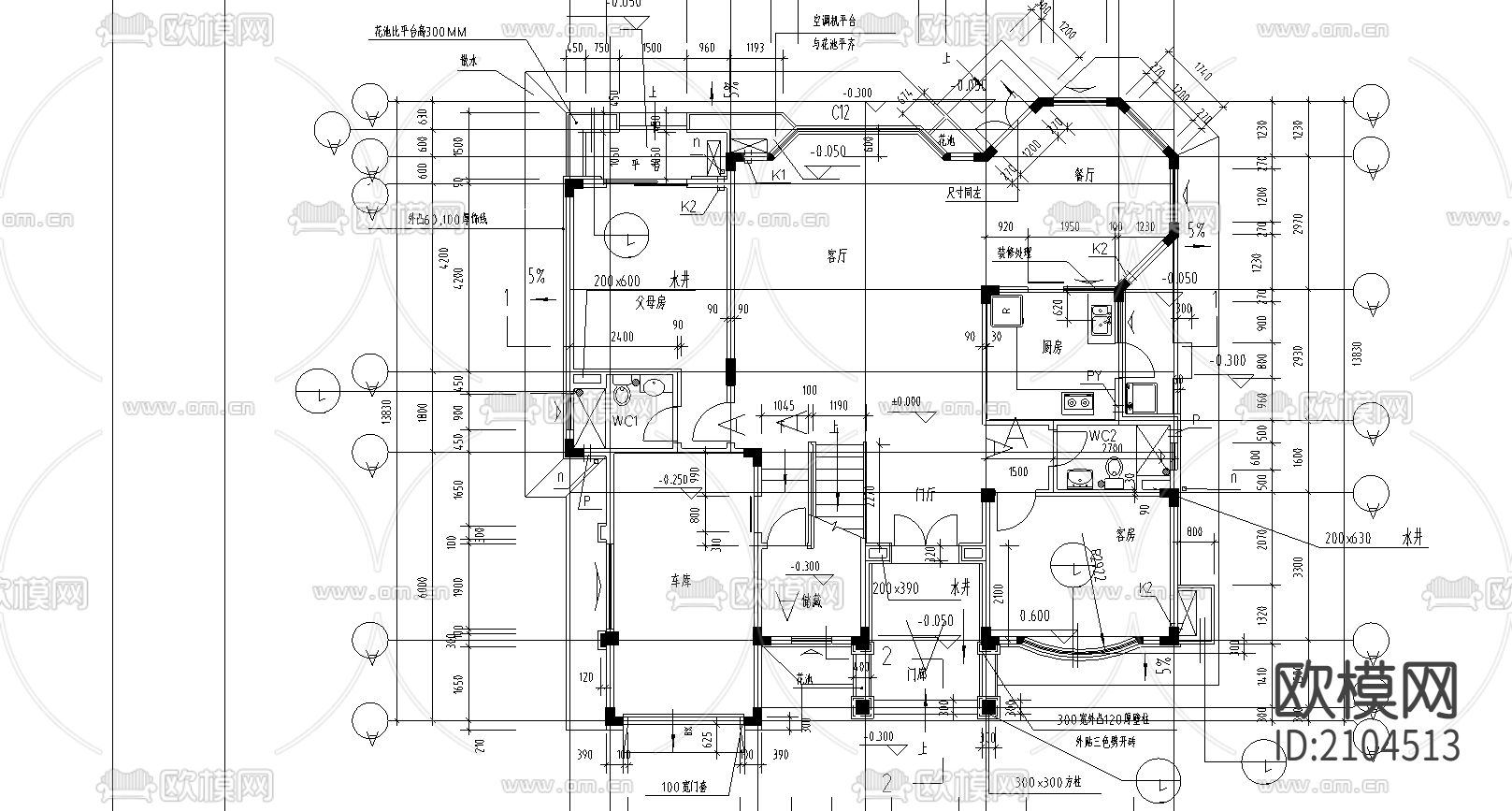 别墅cad平面布置图下载（渲染图6）